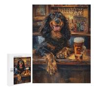 Rompecabezas para Adolescentes 500 PCS Gordon Setter Pint of Beer Rompecabezas para Adultos Juegos Relajantes Carrera De Velocidad Manual Desafiante De Completar 500 PCS