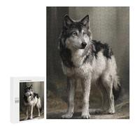Rompecabezas para Adolescentes 500 PCS Gray Wolf Wildlife Art Print Rompecabezas para Adolescentes Mejora La Memoria Desafiante De Completar Juego Desafiante Juguetes 500 PCS