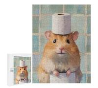 Rompecabezas para Adolescentes 500 PCS Hamster with Toilet Paper Hat Rompecabezas para Adultos Juego Familiar Decoración Desafiante De Completar 500 PCS
