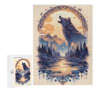Rompecabezas para Adolescentes 500 PCS Harmony Wolf Howl at Dusk Rompecabezas para Adultos Juegos Relajantes Pero Divertidos Y Humorísticos 500 PCS