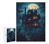 Rompecabezas para Adolescentes 500 PCS Haunted Mansion Halloween Rompecabezas para Adultos Juego De Ingenio Decoración del Hogar Regalos para Reducir El Estrés 500 PCS