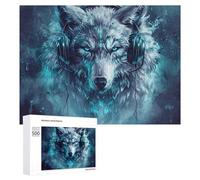 Rompecabezas para Adolescentes 500 PCS Headphones_Wolf Rompecabezas para Adultos Juego Familiar Regalo De Cumpleaños Interacción Entre Padres E Hijos 500 PCS