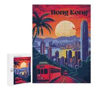 Rompecabezas para Adolescentes 500 PCS Hong Kong Sunset Glow Rompecabezas para Adultos Juego Práctico Decoración De Pared Cumpleaños Y Navidad 500 PCS