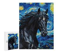 Rompecabezas para Adolescentes 500 PCS Horse in Starry Night Style Rompecabezas para Adultos Juego De Ingenio Decoración del Hogar Regalos para Reducir El Estrés 500 PCS
