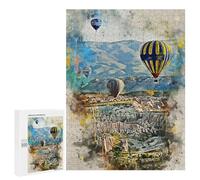 Rompecabezas para Adolescentes 500 PCS Hot Air Balloon Watercolor Rompecabezas para Adultos Juegos Relajantes Desafío Difícil Desafío Educativo 500 PCS