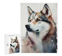Rompecabezas para Adolescentes 500 PCS Husky Animal Watercolor Rompecabezas para Adultos Juegos Relajantes Desafío Difícil Actividades Divertidas En Casa 500 PCS