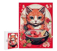 Rompecabezas para Adolescentes 500 PCS Japan Cat Ramen Ruby Art Rompecabezas para Adultos Juegos Relajantes Decoración Actividades Divertidas En Casa 500 PCS