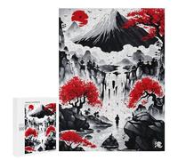 Rompecabezas para Adolescentes 500 PCS Japanese Waterfall Ink Rompecabezas para Adultos Juego Familiar Decoración Desafiante De Completar 500 PCS