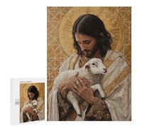 Rompecabezas para Adolescentes 500 PCS Jesus with Lamb Rompecabezas para Adultos Juego Familiar Decoración Desafiante De Completar 500 PCS