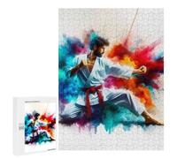 Rompecabezas para Adolescentes 500 PCS Karate Fighter in Color Burst Rompecabezas para Adultos Juego De Ingenio Decoración del Hogar Regalos para Reducir El Estrés 500 PCS