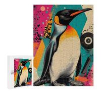 Rompecabezas para Adolescentes 500 PCS King Penguin Pop Art Colorful Pop Art Penguin Rompecabezas para Adultos Juegos Relajantes Pero Divertidos Y Humorísticos 500 PCS