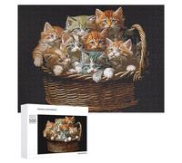 Rompecabezas para Adolescentes 500 PCS Kittens in A Basket Rompecabezas para Adultos Juguetes De Bricolaje Desafío Difícil Cumpleaños 500 PCS