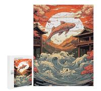 Rompecabezas para Adolescentes 500 PCS Koi Japanese Landscapes Rompecabezas para Adultos Juguetes Antiestrés Arte De Pared Interacción Entre Padres E Hijos 500 PCS