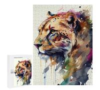 Rompecabezas para Adolescentes 500 PCS Leopard Head Watercolor Rompecabezas para Adultos Juego Familiar Decoración Desafiante De Completar 500 PCS