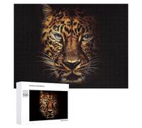 Rompecabezas para Adolescentes 500 PCS Leopard Portrait in Shadows Rompecabezas para Adultos Juego De Ingenio Decoración del Hogar Actividades Divertidas En Casa 500 PCS