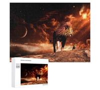 Rompecabezas para Adolescentes 500 PCS Lion and Cub in Cosmic Landscape Rompecabezas Juguetes Antiestrés Decoración Diversión En Casa Actividades, 500 PCS