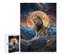 Rompecabezas para Adolescentes 500 PCS Lion on Rock with Moon and Stars Rompecabezas para Adolescentes Juegos Relajantes Regalos para Mujeres Actividades Divertidas En Casa 500 PCS