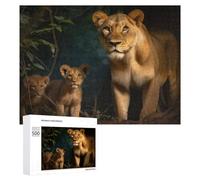 Rompecabezas para Adolescentes 500 PCS Lioness and Cubs in The Wild Rompecabezas para Adultos Juego Práctico Que Mejora La Memoria Actividades Divertidas En Casa 500 PCS