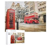 Rompecabezas para Adolescentes 500 PCS London's Classic Red Bus and Phone Booth Rompecabezas para Adultos Juegos Relajantes Corte De Precisión Juego Desafiante Regalos 500 PCS