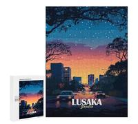 Rompecabezas para Adolescentes 500 PCS Lusaka Zambia Cityscape at Dusk Rompecabezas para Adultos Juego Práctico Decoración De Pared Cumpleaños Y Navidad 500 PCS