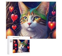 Rompecabezas para Adolescentes 500 PCS Magical Fantasy Cat Artwork -2 Rompecabezas para Adultos Juguetes De Bricolaje Desafío Difícil Cumpleaños 500 PCS