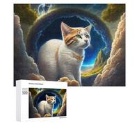 Rompecabezas para Adolescentes 500 PCS Magical Fantasy Cat Artwork Rompecabezas para Adultos Juego De Ingenio Decoración del Hogar Actividades Divertidas En Casa 500 PCS