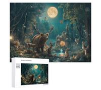Rompecabezas para Adolescentes 500 PCS Magical Forest Night Scene Rompecabezas para Adultos Juego Práctico Que Mejora La Memoria Actividades Divertidas En Casa 500 PCS