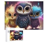 Rompecabezas para Adolescentes 500 PCS Magical Owl Trio in Fantasy Forest Rompecabezas para Adultos Juego Práctico Que Mejora La Memoria Actividades Divertidas En Casa 500 PCS