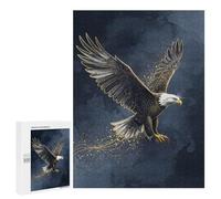 Rompecabezas para Adolescentes 500 PCS Majestic Eagle in Flight with Golden Accents Rompecabezas para Adultos Juego Práctico Decoración De Pared Cumpleaños Y Navidad 500 PCS