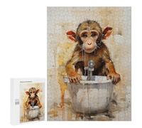 Rompecabezas para Adolescentes 500 PCS Monkey Bath Time Rompecabezas Juguetes Antiestrés Corte De Precisión Interacción Entre Padres E Hijos 500 PCS