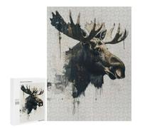 Rompecabezas para Adolescentes 500 PCS Moose Watercolor Painting Rompecabezas para Adultos Juego De Ingenio Decoración del Hogar Regalos para Reducir El Estrés 500 PCS