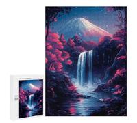 Rompecabezas Para Adolescentes 500 PCS Mountain Fuji Waterfall Night Japanese Cherry Blossom Rompecabezas Para Adolescentes Juegos Relajantes Regalos Para Mujeres Actividades Divertidas En Casa 500 PC