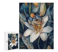 Rompecabezas para Adolescentes 500 PCS Mouse On White Lily Rompecabezas para Adultos Juegos Relajantes Decoración Perfecta Regalos De Cumpleaños Y Únicos 500 PCS