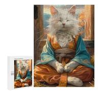 Rompecabezas para Adolescentes 500 PCS Mystic Meditating Cat Rompecabezas para Adultos Juguetes Antiestrés para La Diversión Familiar Interacción Entre Padres E Hijos 500 PCS