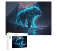 Rompecabezas para Adolescentes 500 PCS Mystical Journey Man, Dog, and Glowing Tiger Rompecabezas para Adultos Juego De Ingenio Decoración del Hogar Actividades Divertidas En Casa 500 PCS