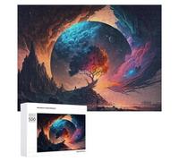Rompecabezas para Adolescentes 500 PCS Mystical Planet with Colorful Tree Rompecabezas para Adultos Juego De Ingenio Decoración del Hogar Actividades Divertidas En Casa 500 PCS