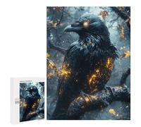 Rompecabezas para Adolescentes 500 PCS Mystical Raven with Glowing Feathers Rompecabezas para Adultos Juguetes Antiestrés Arte De Pared Interacción Entre Padres E Hijos 500 PCS