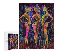 Rompecabezas Para Adolescentes 500 PCS Neon Radiance - The Three Muses in A Futuristic Glow Rompecabezas Para Adultos Juguetes Antiestrés Para La Diversión Familiar Interacción Entre Padres E Hijos 50