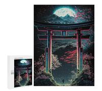 Rompecabezas para Adolescentes 500 PCS Neon Torii Gate Dreamscape Rompecabezas Juguetes Antiestrés Decoración Diversión En Casa Actividades, 500 PCS