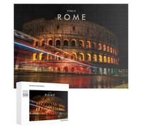 Rompecabezas para Adolescentes 500 PCS Night Lights of Rome Colosseum Glow Rompecabezas para Adultos Juego Práctico Que Mejora La Memoria Actividades Divertidas En Casa 500 PCS