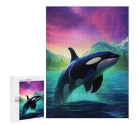 Rompecabezas para Adolescentes 500 PCS Orca Whale Killer Northern Rompecabezas para Adultos Juguetes Antiestrés Arte De Pared Interacción Entre Padres E Hijos 500 PCS