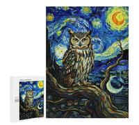 Rompecabezas para Adolescentes 500 PCS Owl in Starry Night Style Painting Rompecabezas para Adultos Juego Práctico Decoración De Pared Cumpleaños Y Navidad 500 PCS