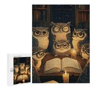 Rompecabezas para Adolescentes 500 PCS Owls Reading by Candlelight Rompecabezas para Adultos Juego De Ingenio Decoración del Hogar Regalos para Reducir El Estrés 500 PCS