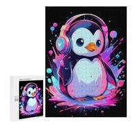 Rompecabezas para Adolescentes 500 PCS Paint Penguin Headphones Rompecabezas para Adultos Juego De Ingenio Decoración del Hogar Regalos para Reducir El Estrés 500 PCS