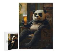 Rompecabezas para Adolescentes 500 PCS Panda Bear Relaxing with Beer Rompecabezas para Adultos Juegos Relajantes Decoración Perfecta Regalos De Cumpleaños Y Únicos 500 PCS