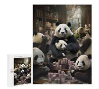 Rompecabezas para Adolescentes 500 PCS Pandas Playing Poker Rompecabezas Juguetes Antiestrés Decoración Diversión En Casa Actividades, 500 PCS