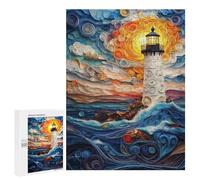 Rompecabezas para Adolescentes 500 PCS Papercraft Lighthouse Sunset Rompecabezas Juguetes Antiestrés Corte De Precisión Interacción Entre Padres E Hijos 500 PCS