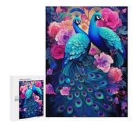 Rompecabezas para Adolescentes 500 PCS Peacock Paradise Vibrant Floral Artwork Rompecabezas Juguetes Antiestrés Decoración Diversión En Casa Actividades, 500 PCS