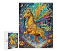 Rompecabezas para Adolescentes 500 PCS Pegasus in Halloween Forest Rompecabezas Juguetes Antiestrés Decoración Diversión En Casa Actividades, 500 PCS