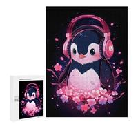 Rompecabezas para Adolescentes 500 PCS Penguin Pink Headphones Rompecabezas para Adultos Juguetes Antiestrés para La Diversión Familiar Interacción Entre Padres E Hijos 500 PCS